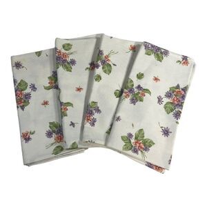 Set Of 4 Waverly Garden Room Pink Purple Floral Bouquet Cloth Napkins 20" READ